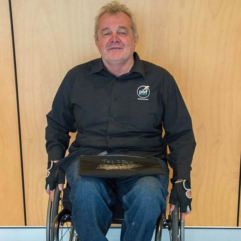 Mike Rowney Paraplegic Benefit Fund Workplace safety presenter sitting in wheelchair